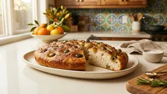 米粉100％でふんわり香ばしい「オリーブフォカッチャ」—小麦・卵・乳なしでも満足パン