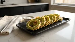 ゴーヤはタネもワタも捨てない—輪切りでサクッと軽い、丸ごと天ぷら(米粉衣)