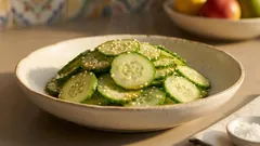 切って塩もみ、和えるだけ:イングリッシュきゅうりのさっぱり酢ごまサラダ