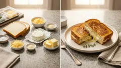 食パンでとろ〜り：ブルサン（ガーリック＆ハーブ）で作るグリルドチーズ