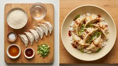 炊飯器に冷凍餃子をのせて炊くだけ—ごはんとおかずが同時にできるラクうま丼