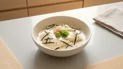 火を使わない3分ごはん：豆腐の冷やし豆乳茶漬け（お茶漬け海苔で簡単）