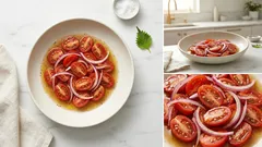 切って和えるだけ：ミニトマトと赤玉ねぎのクミンマリネ（アップルビネガーでさっぱり）