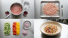 ビーツでほんのりピンクに。レモン香るキヌアのカラフルサラダ（切って和えるだけ）